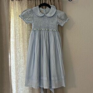 Marmellatta Smocked Dress Embroidered Floral Peter Pan Collar Midi Maxi Dress